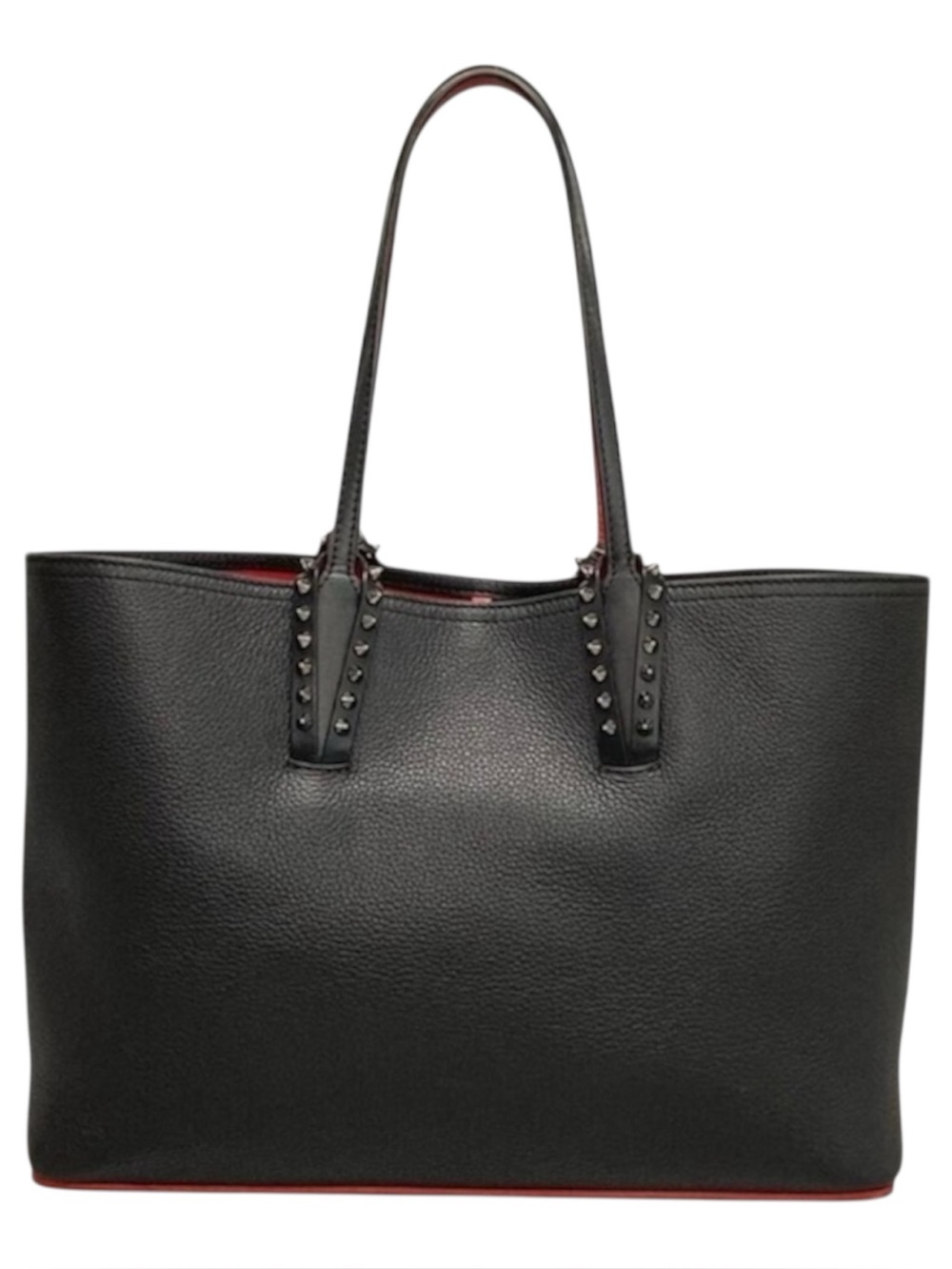 Christian Louboutin- Cabata Black Stud-Trim Leather Tote Bag - Authenticated